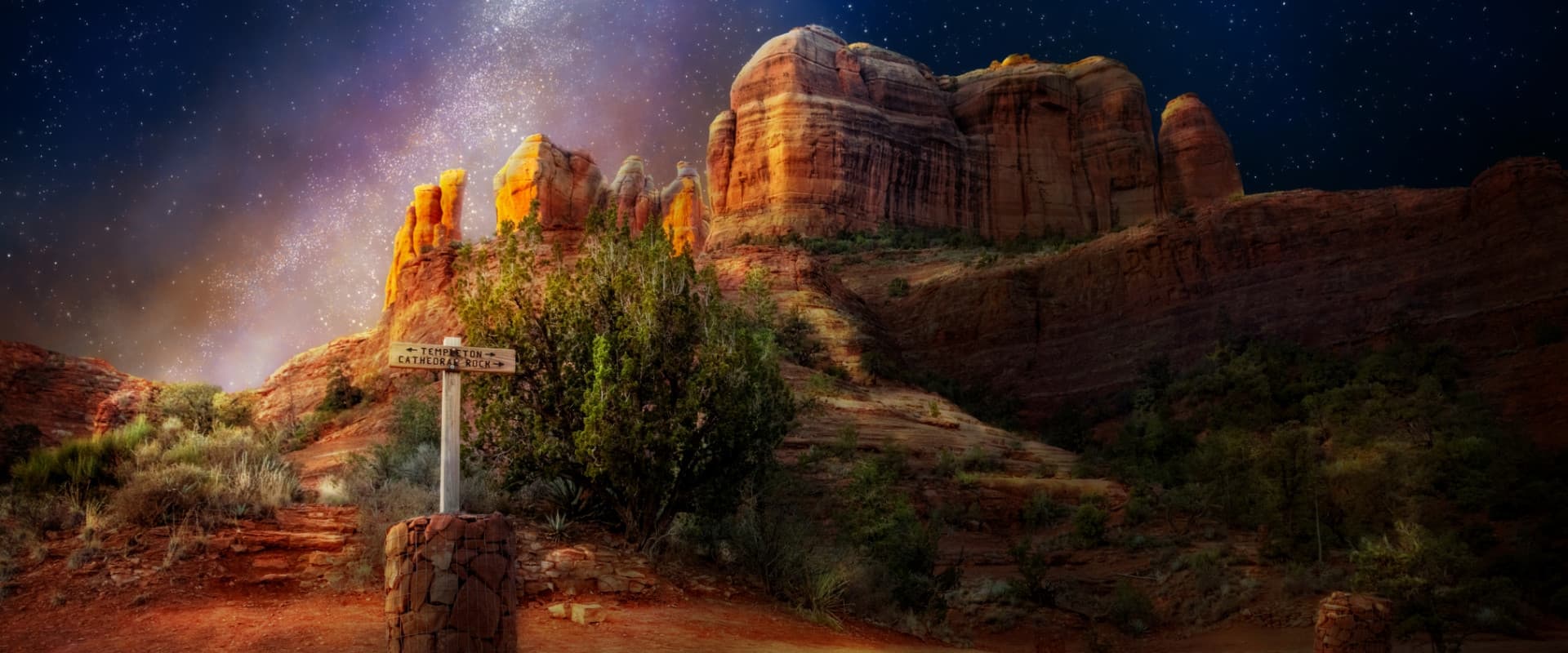 Sedona Cathedral Rock at night