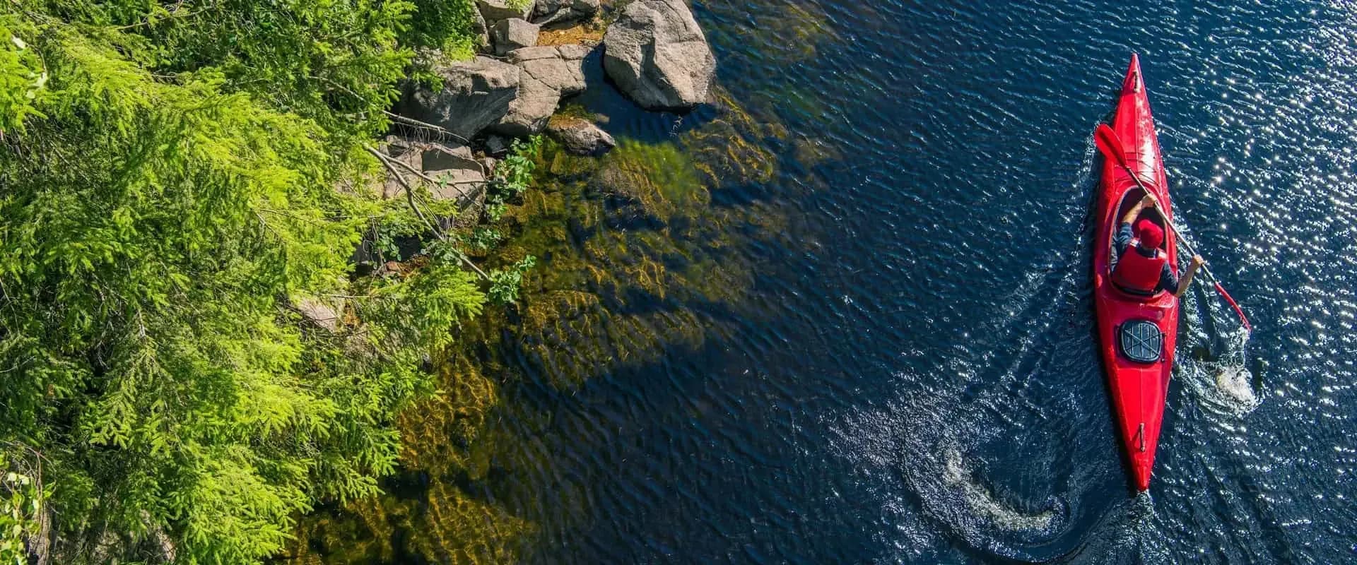 kayak viewed from above