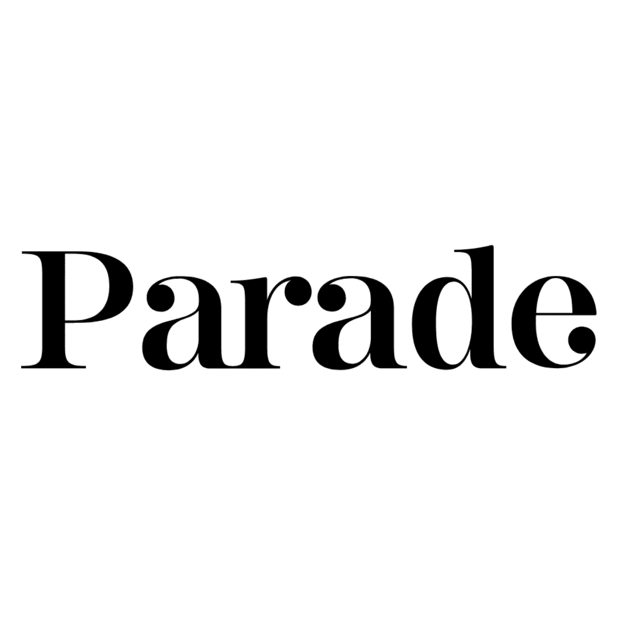 Parade logo in bold black serif lettering.