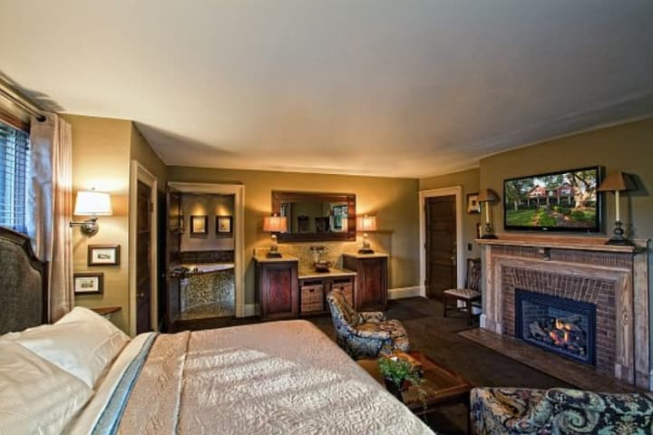 room with fireplace