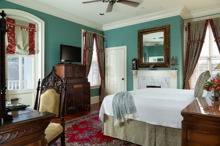 guest room with fireplace