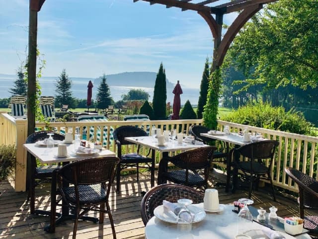 outdoor breakfast with a view