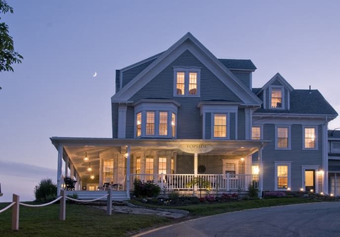 Topside Inn Exterior at Dusk