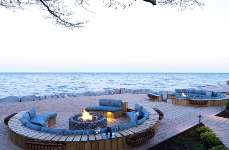 Gas fire pits and beach views