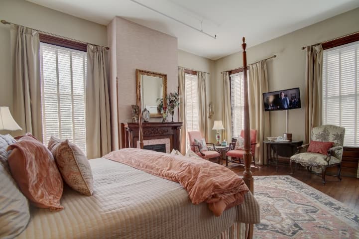 guestroom with fireplace