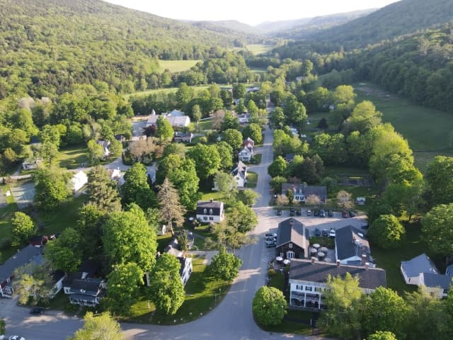 aerial shot of Grafton, VT