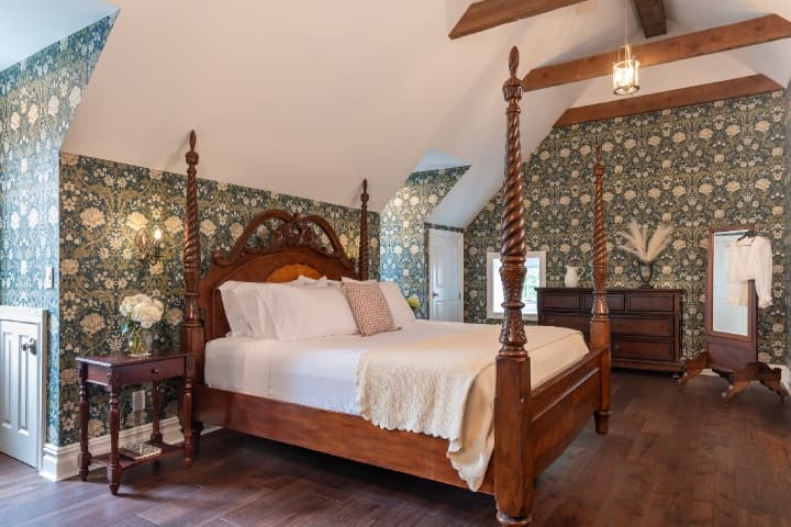 An antique bed at a Hershey bed and breakfast
