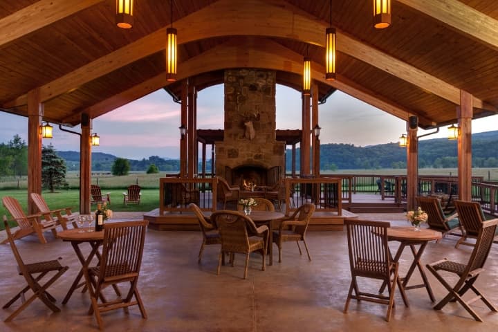 The Pavilion and outdoor fireplace