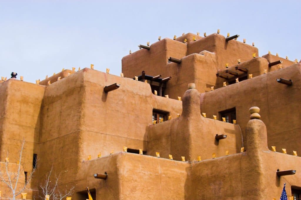 square architecture of santa fe adboe